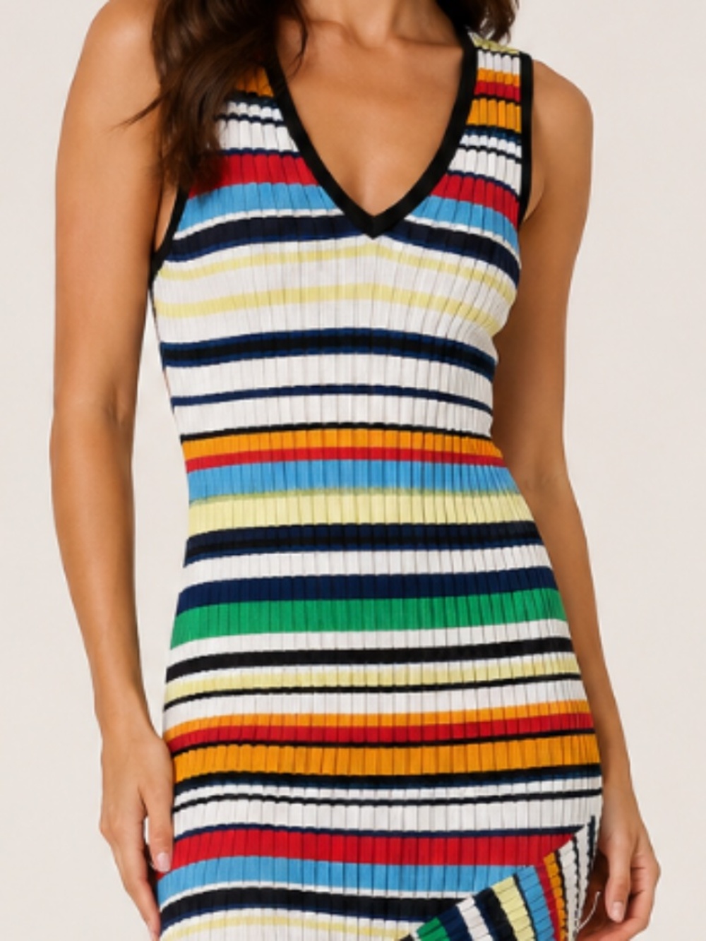Milly | Asymmetrical Stretch Knit Dress | Sleeveless | Multi-Color | Size Small
